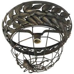 Spider Web Wrought Iron Ceiling Light 20th Century Italian Circular Sconce