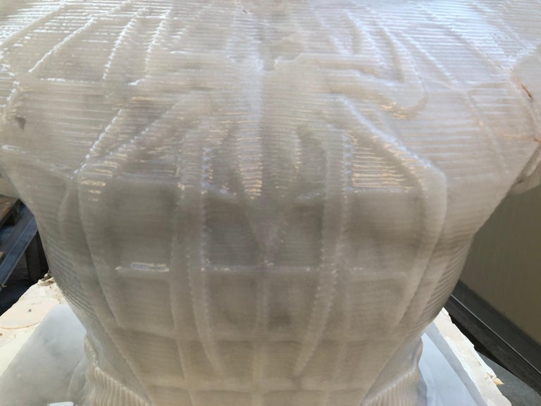 Spiderman Bust Sculpture in Carrara Marble For Sale 7