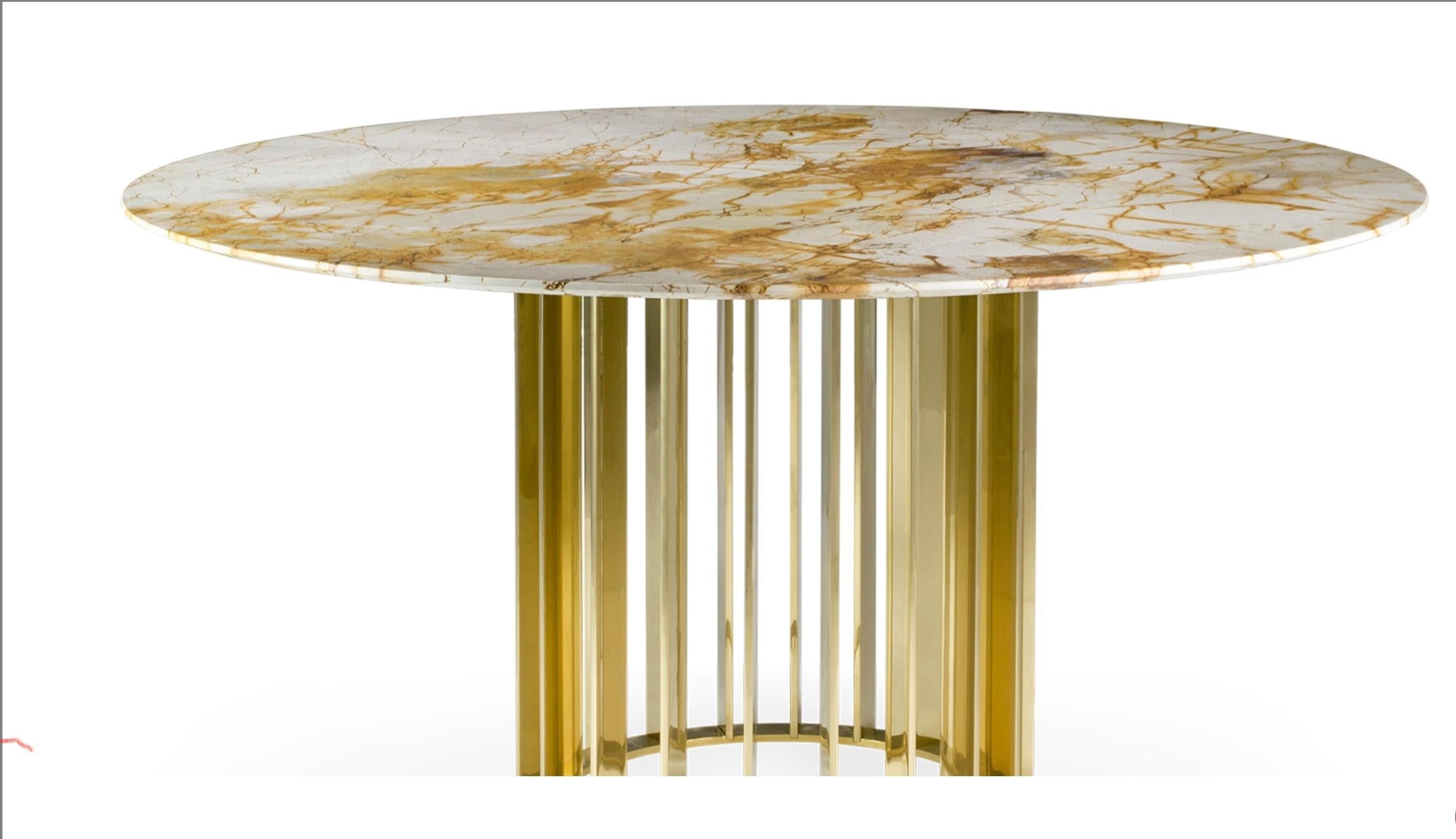 Spiderman Marble Gold Titanium Stainless Steel Dining Table For Sale 7