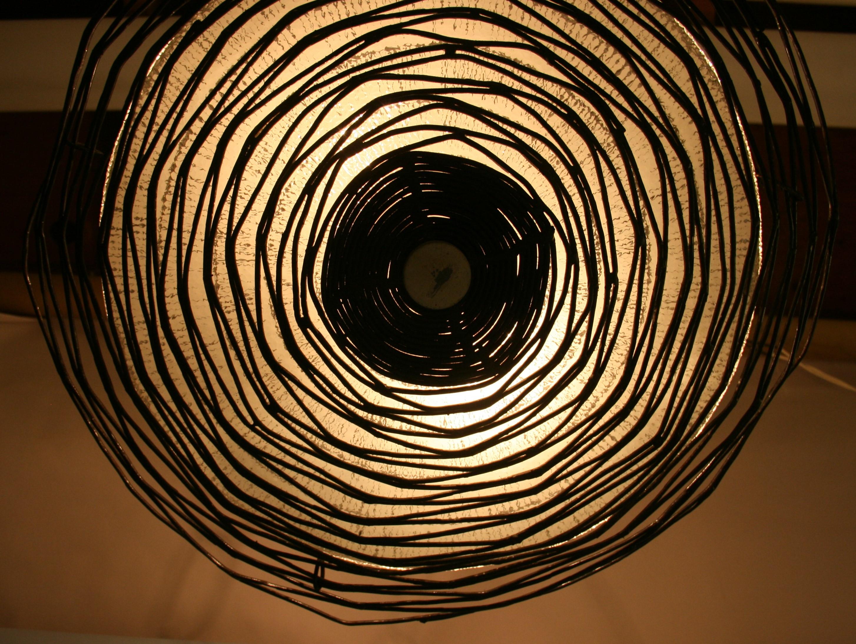 Mid-20th Century Spiders Web Metal and Glass Pendant Light For Sale