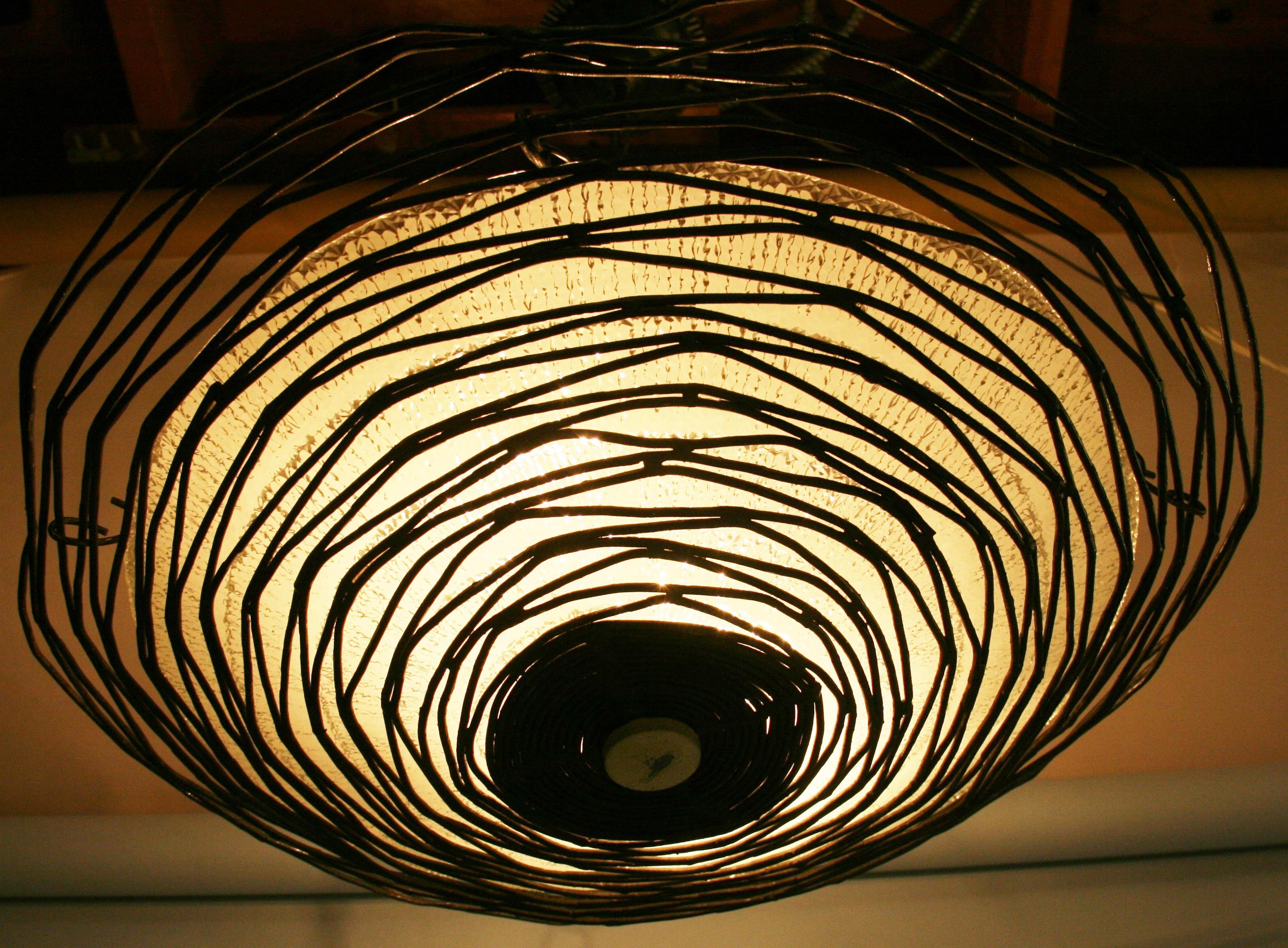 Spiders Web Metal and Glass Pendant Light For Sale 1