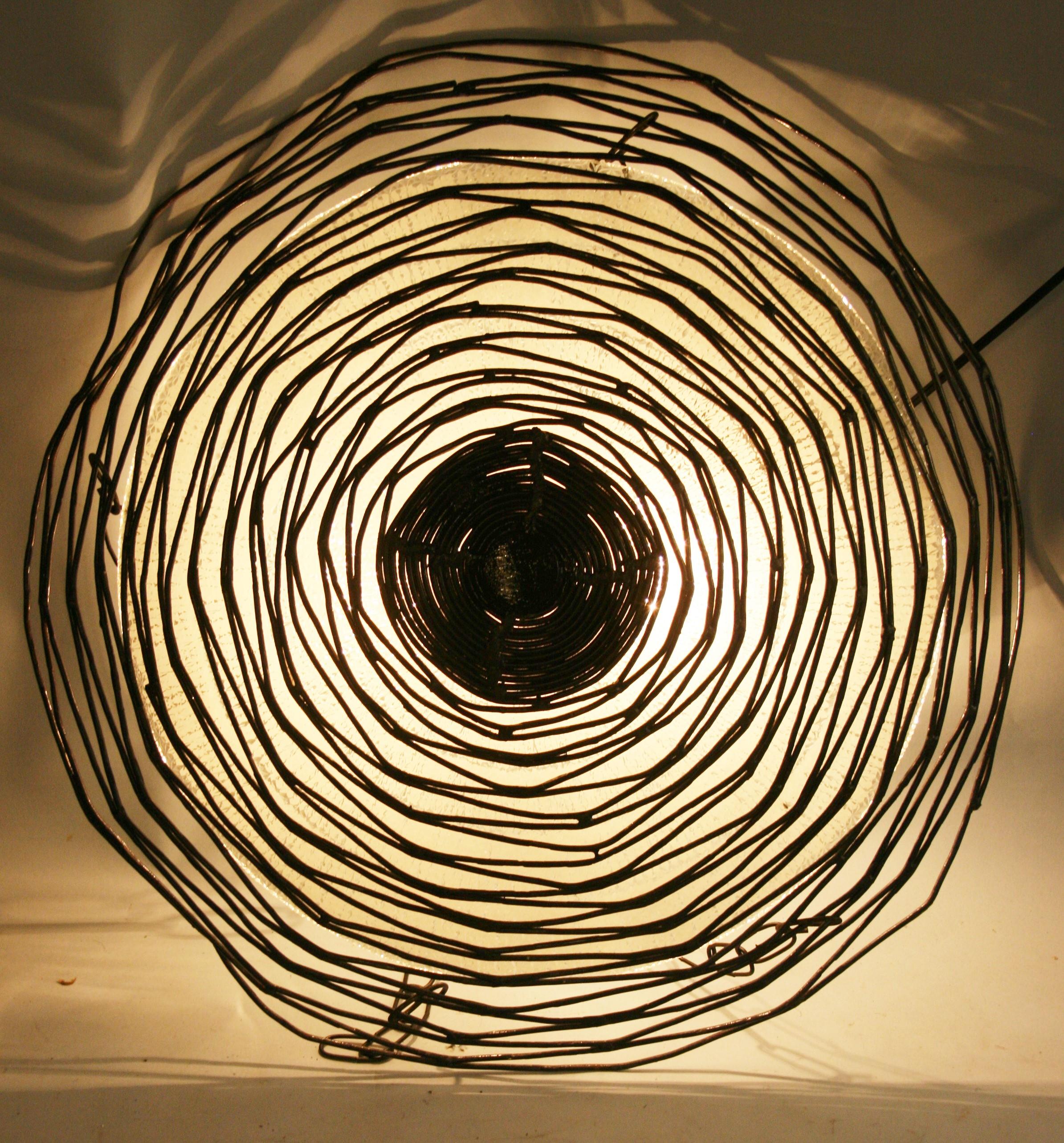 Spiders Web Metal and Glass Pendant Light For Sale 2
