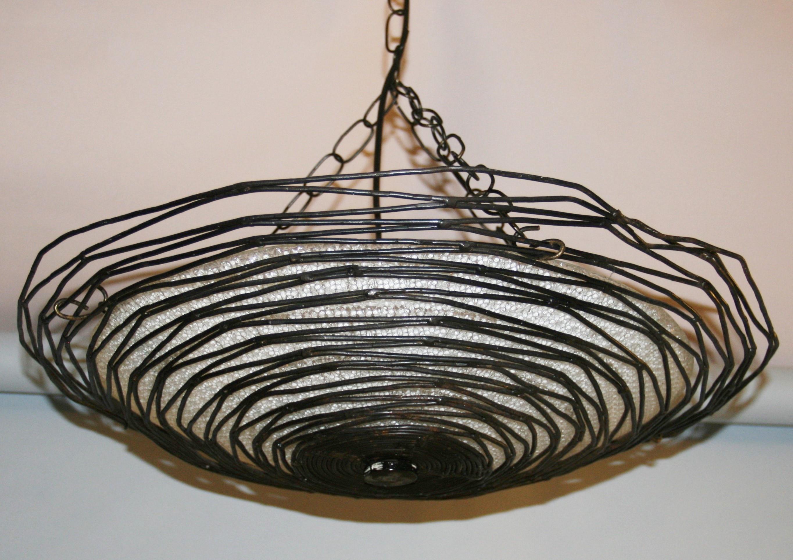 Spiders Web Metal and Glass Pendant Light For Sale 4