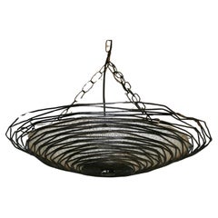 Vintage Spiders Web Metal and Glass Pendant Light