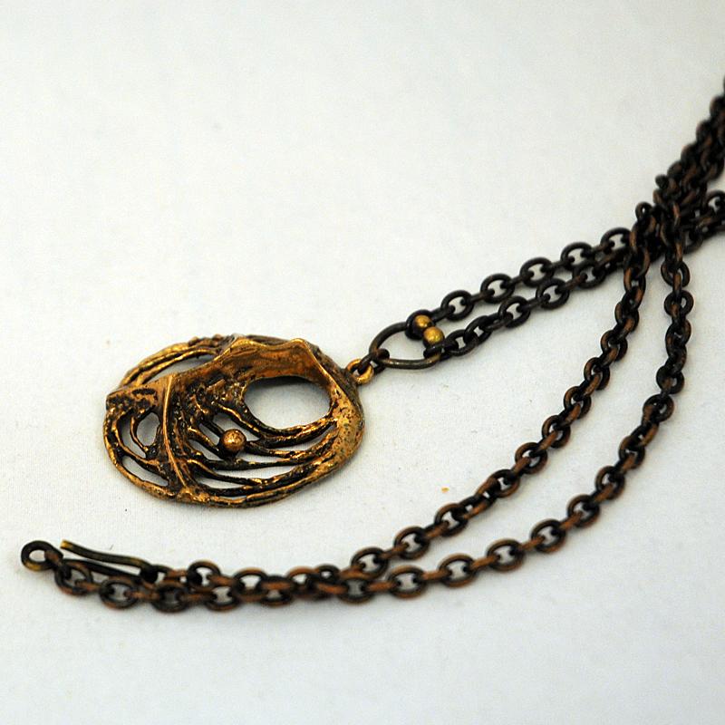 Mid-Century Modern Spiderweb Bronze Necklace by Karl Laine, Finland, 1970s For Sale