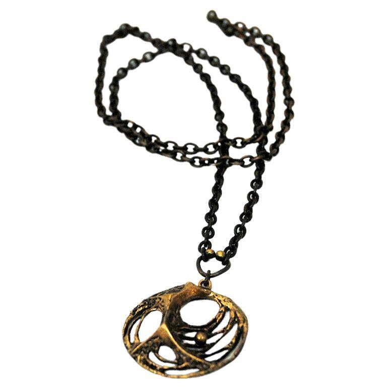 Spiderweb Bronze Necklace by Karl Laine, Finland, 1970s