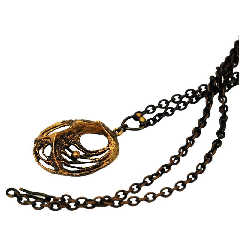 Spiderweb bronze necklace by Karl Laine, Finland 1970s For Sale