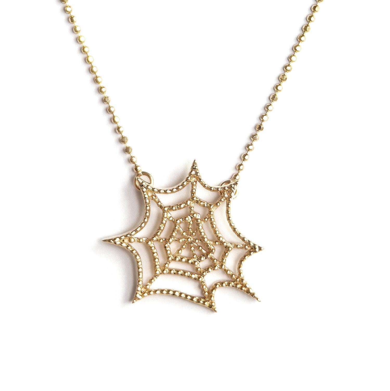 JHERWITT 14k Yellow Gold Plated Spiderweb Pendant Necklace   In New Condition For Sale In Los Angeles, CA