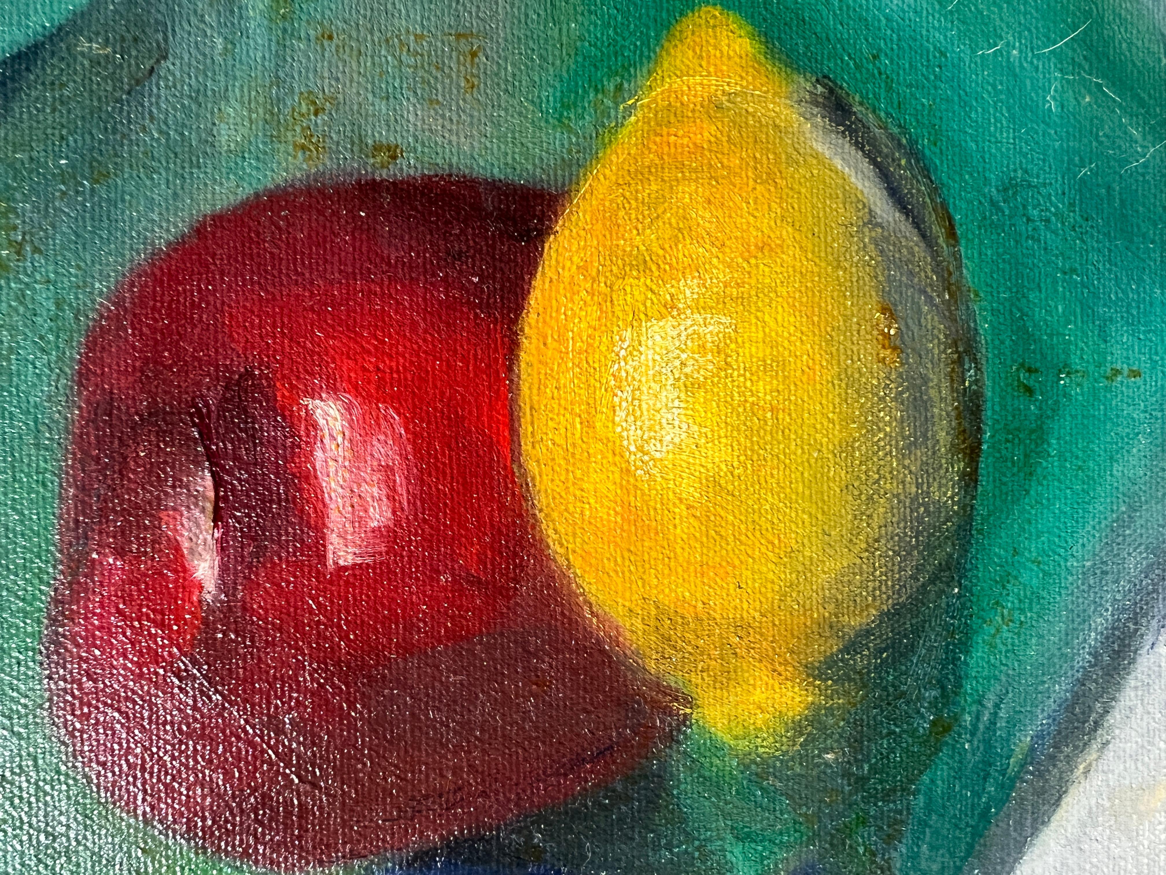 Vintage-Ölgemälde auf Leinwand Stillleben, Obst, gerahmt, signiert Spiesel 1998 im Angebot 8