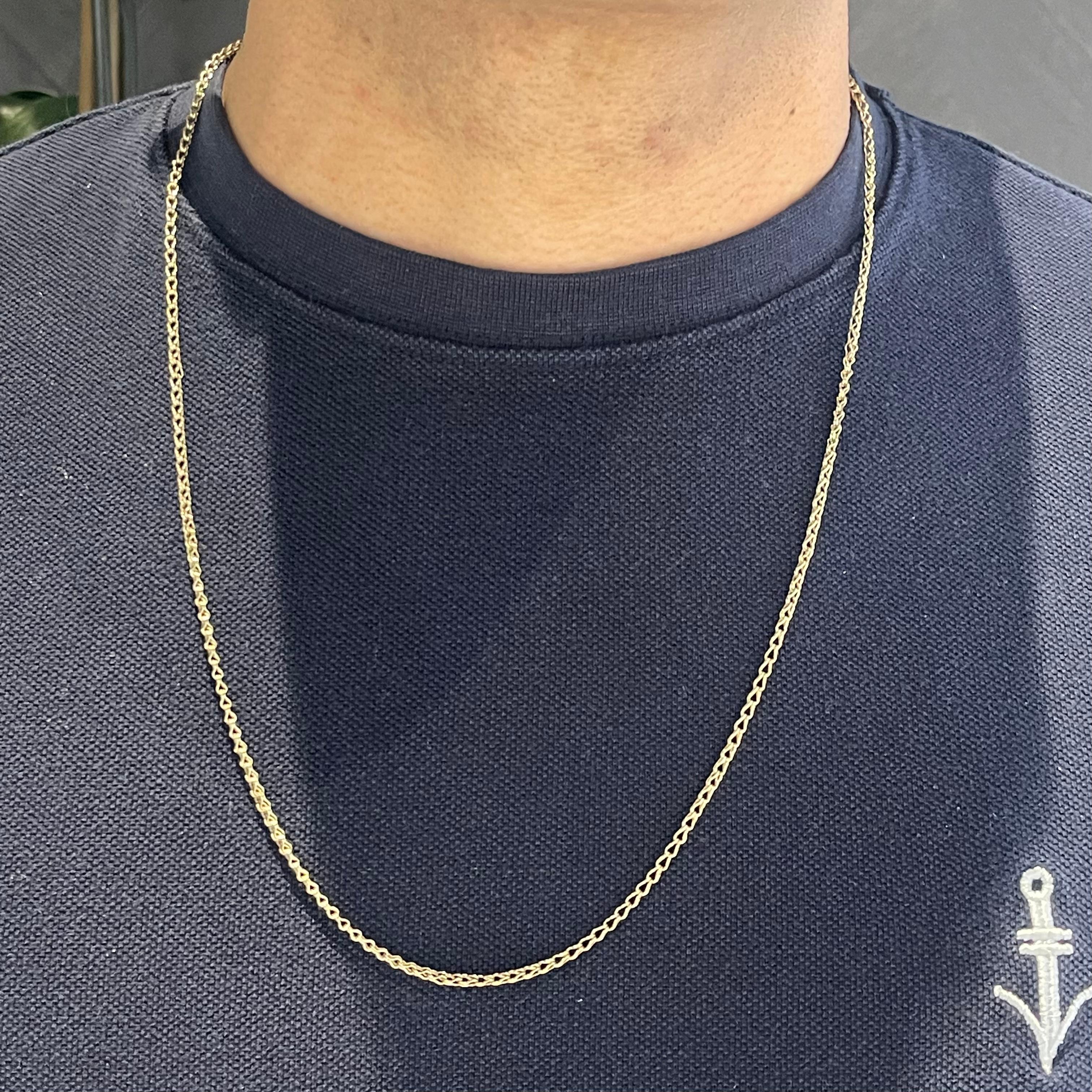 Chaîne Spiga en or jaune 14 carats - 24 pouces en vente 3