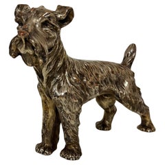 Spigarolo Ceramic, Copper and Silver Decorative Statue of a Schnauzer Dog, Italy