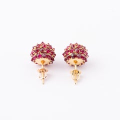 Spike Ball Earrings, Red Spike Stud Earrings, Ruby Upside Down Studs, Over 8 ct