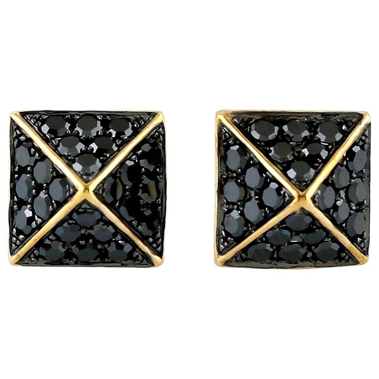 Spike Black Diamond 18 Karat Stud Earrings For Sale at 1stDibs