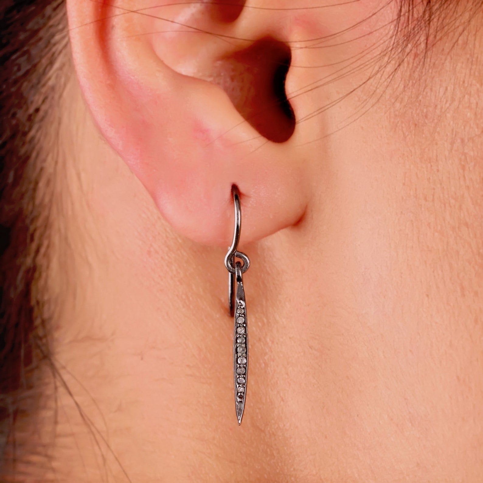 Spike Dangle Earrings 925 Sterling Silver Natural Pave Diamond Earrings For Her.