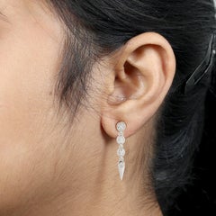 Spike Design Dangle Earrings With Diamonds Made In 18K White Gold