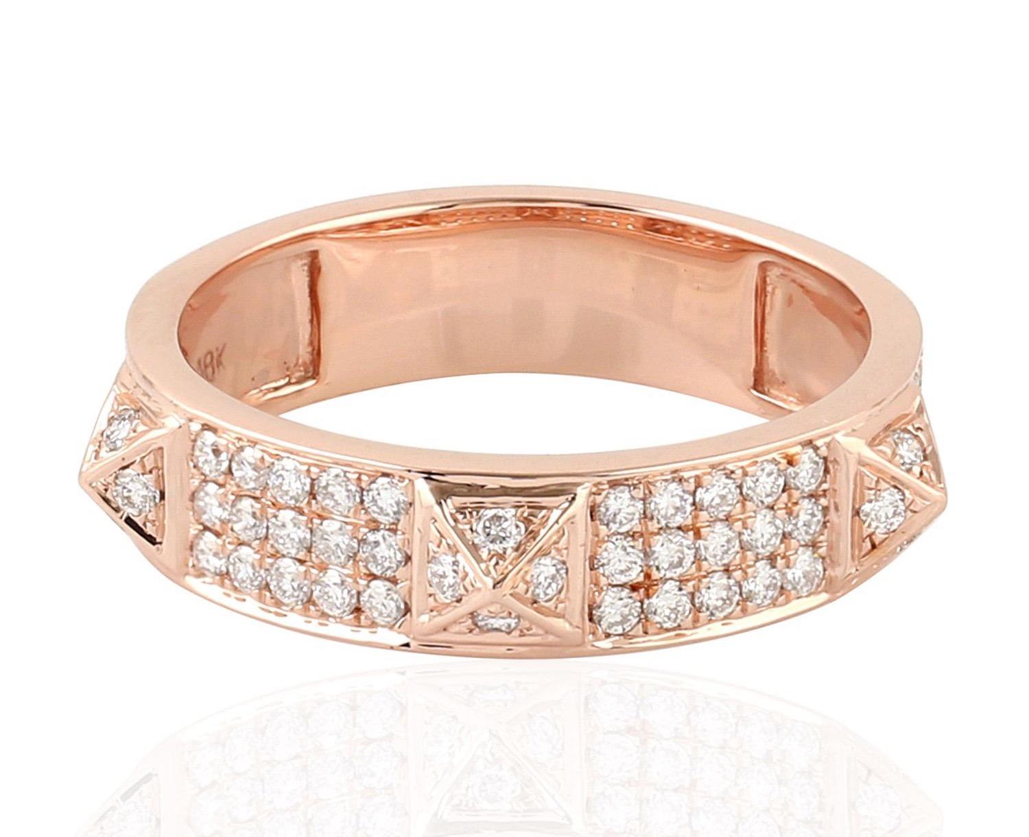 This ring has been meticulously crafted from 18-karat rose gold. Handcrafted in 0.5 carat sparkling diamonds. Also available in white & yellow gold.

The ring is a size 7 and may be resized to larger or smaller upon request. 
FOLLOW  MEGHNA JEWELS