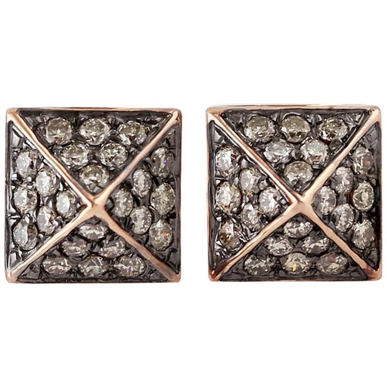 Spike Diamond 18 Karat Stud Earrings For Sale at 1stDibs