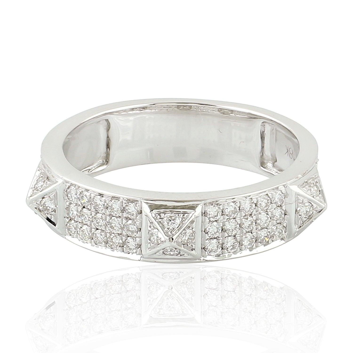 For Sale:  Spike Diamond 18 Karat White Gold Ring 4