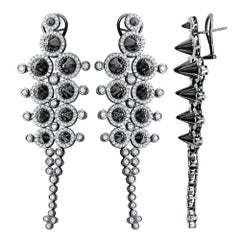 Spike Earring with White & Black Diamonds