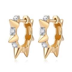Spike Edge 14K (or 18k upon request) Princess Cut Gold Hoop Earrings