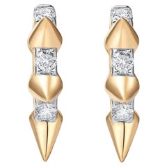 Spike Edge 14K (or 18k upon request) Princess Cut Gold Hoop Earrings