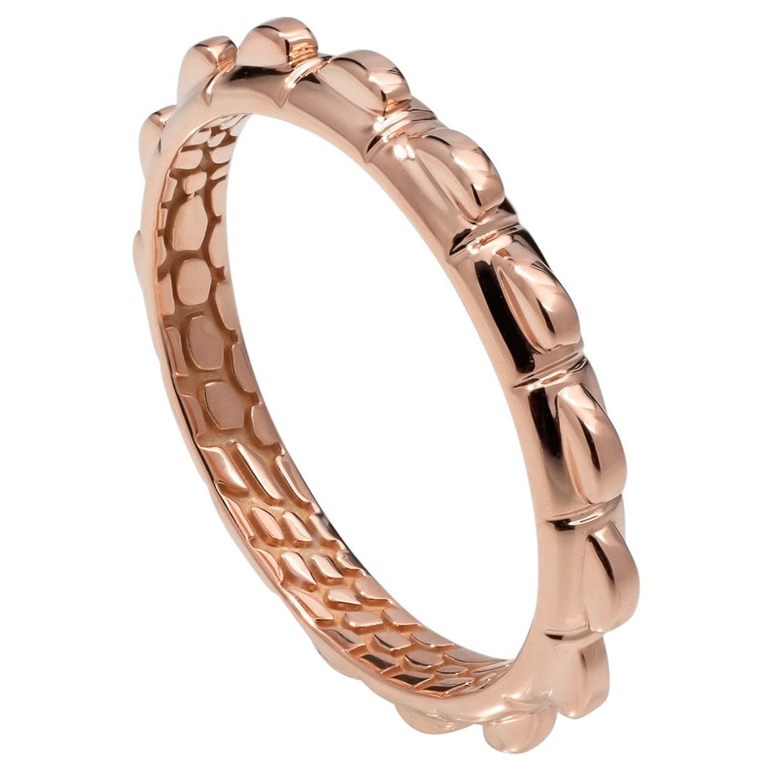 For Sale:  Spiked Croc Tail Stacker Ring in 18ct Rose Gold with filigree 2