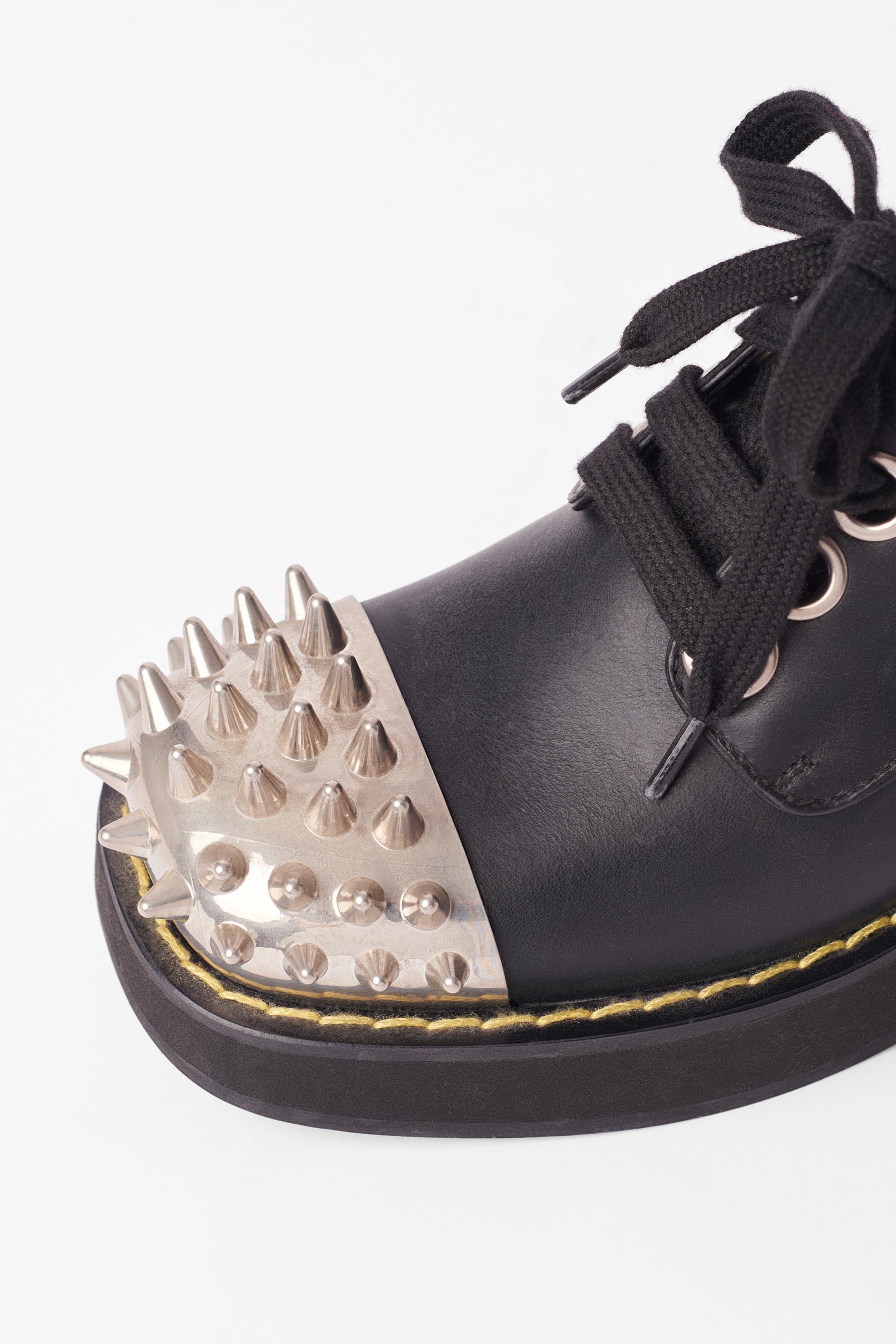 Women's Spiked Leather Block Heel Derby Shoes For Sale