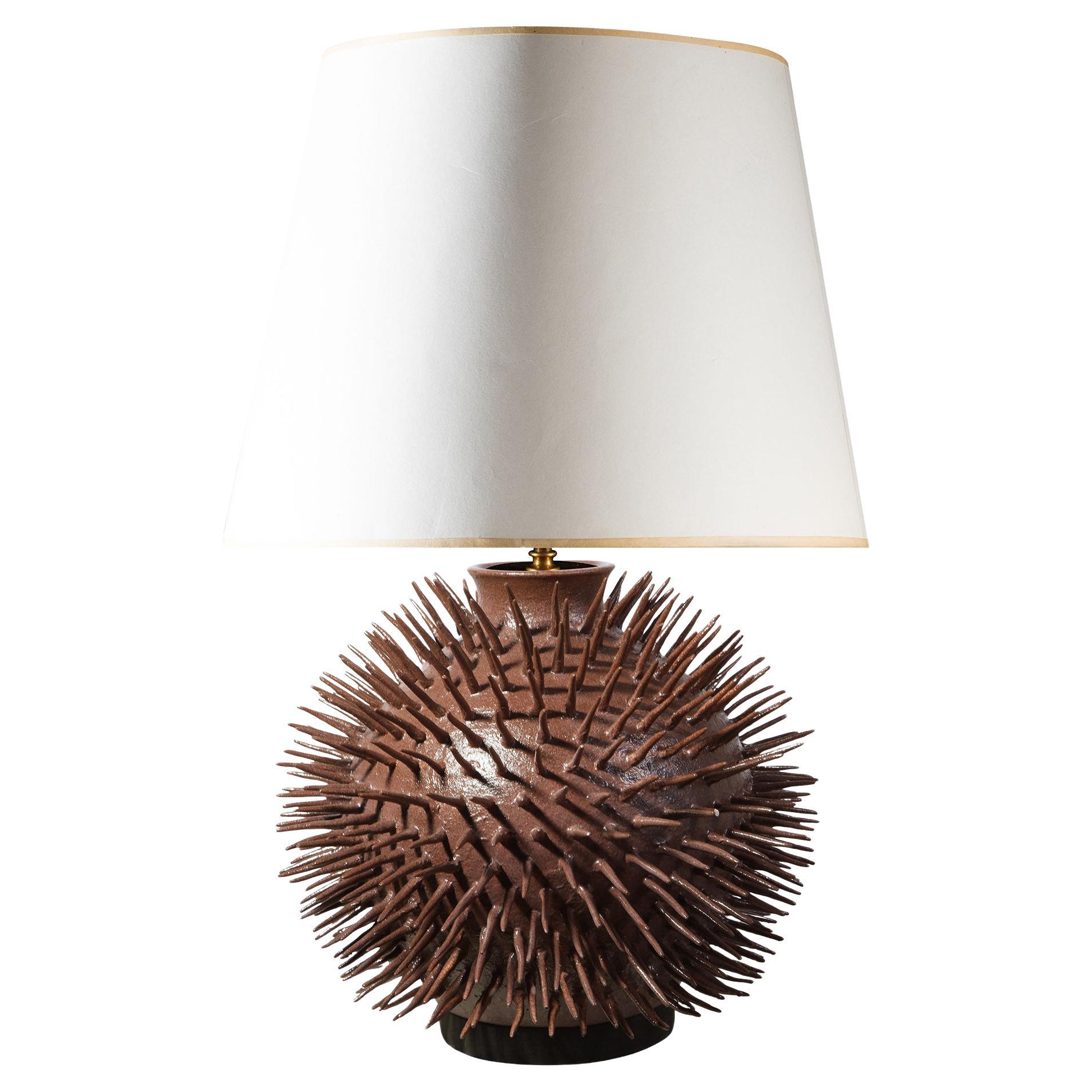 Spiked Porcelain Table Lamp – Brown Mottled Glaze