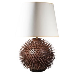 Spiked Porcelain Table Lamp – Brown Mottled Glaze