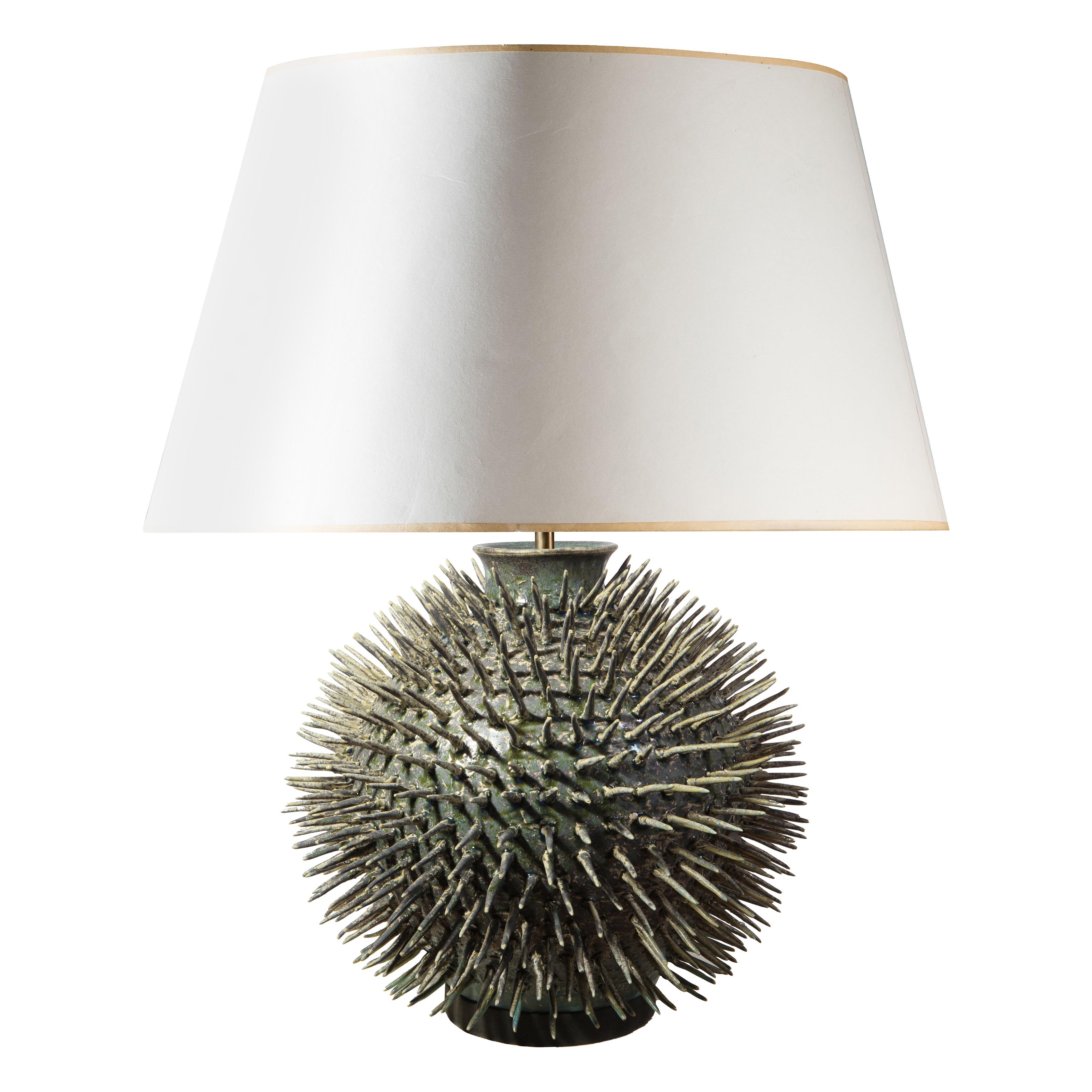 Lámpara de mesa de porcelana con pinchos - Esmalte moteado verde