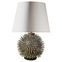 Spiked Porcelain Table Lamp (smaller) – Green Mottled Glaze