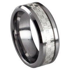 Spikes-Tu Swiss Tungsten Ring with Checkerboard Design, Size 8.25