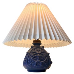 Spiky Blue Ceramic Table Lamp with Troll by Lauritz Hjorth, 1940s