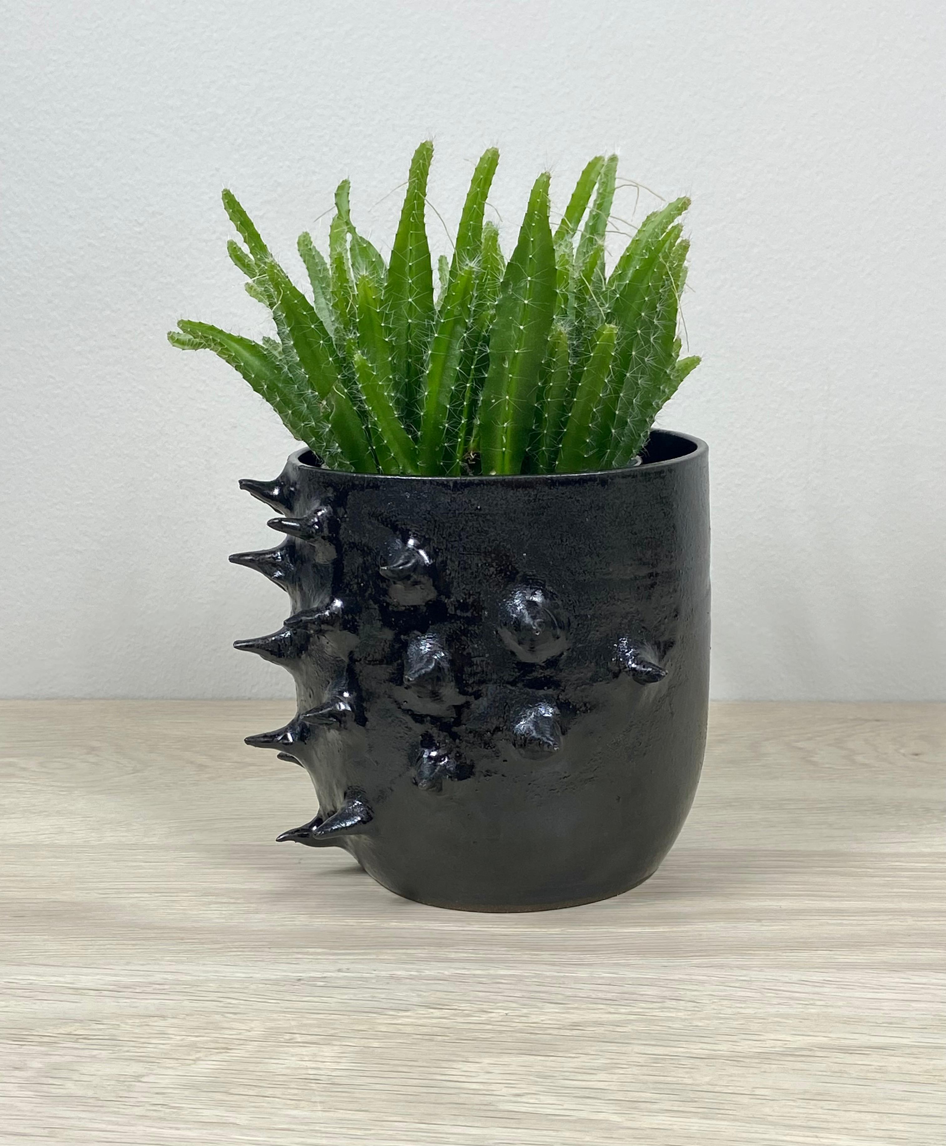 American Spiky Ceramic Planter/Bowl with Metallic Glaze For Sale