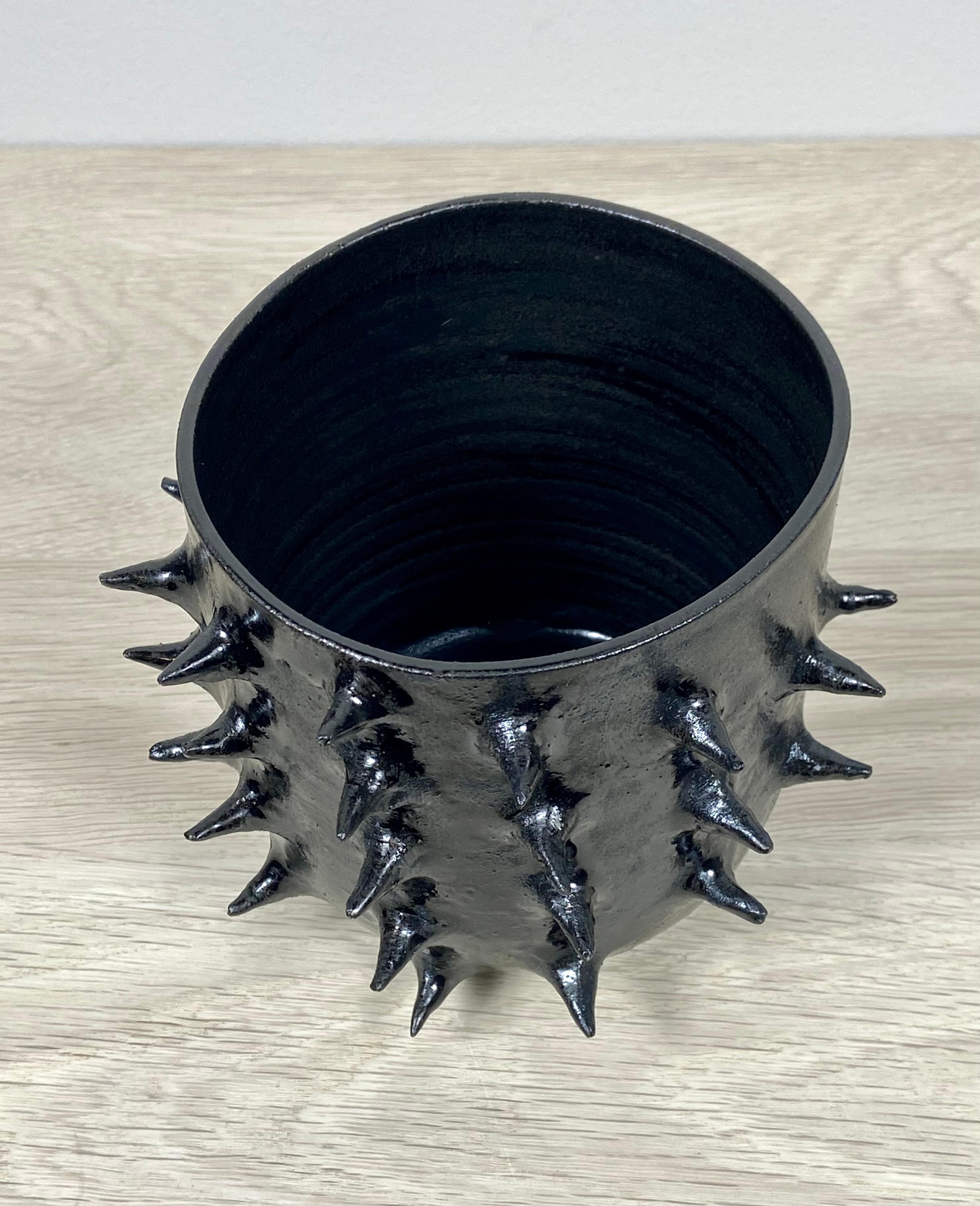 Spiky Ceramic Planter/Bowl with Metallic Glaze For Sale 1