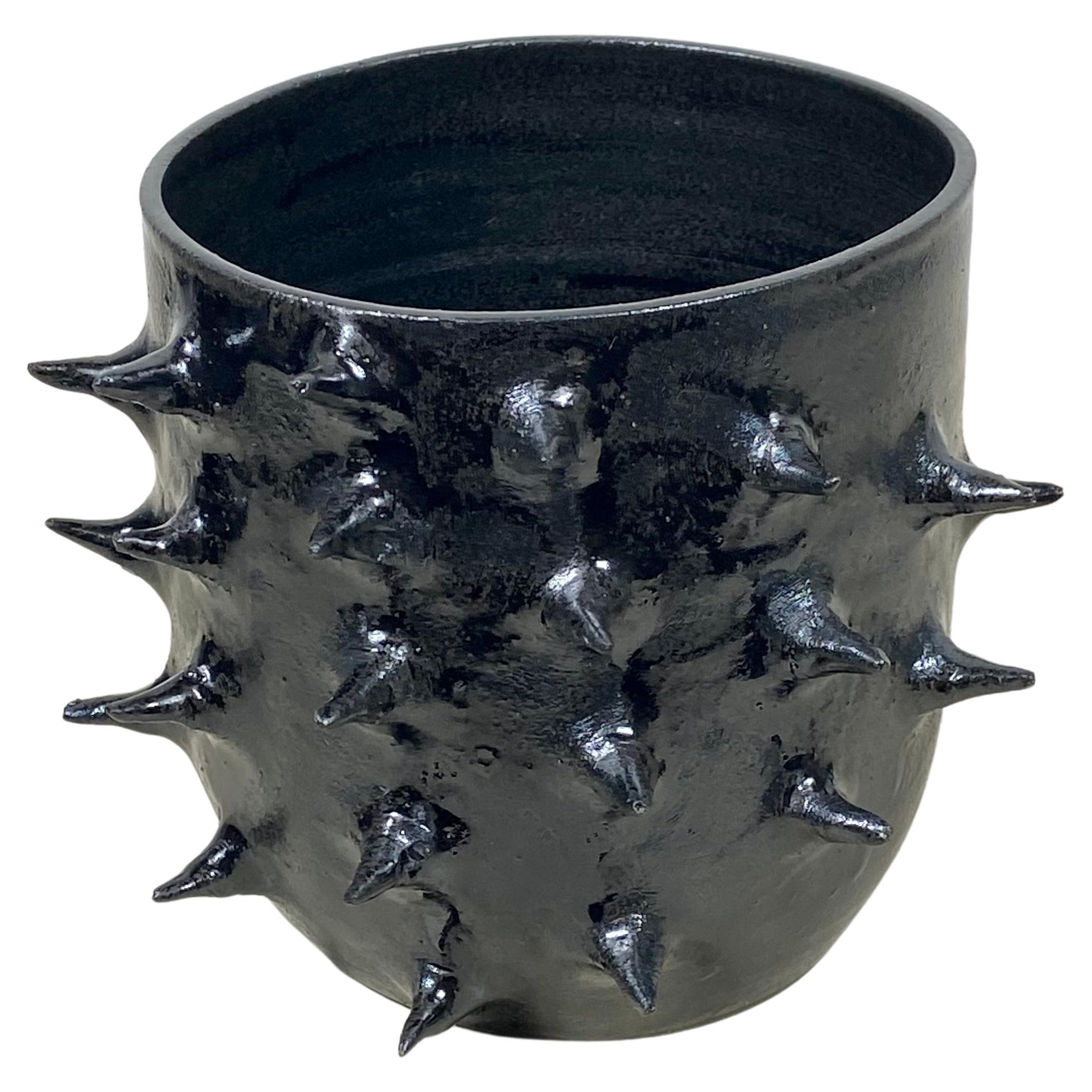Spiky Ceramic Planter/Bowl with Metallic Glaze For Sale