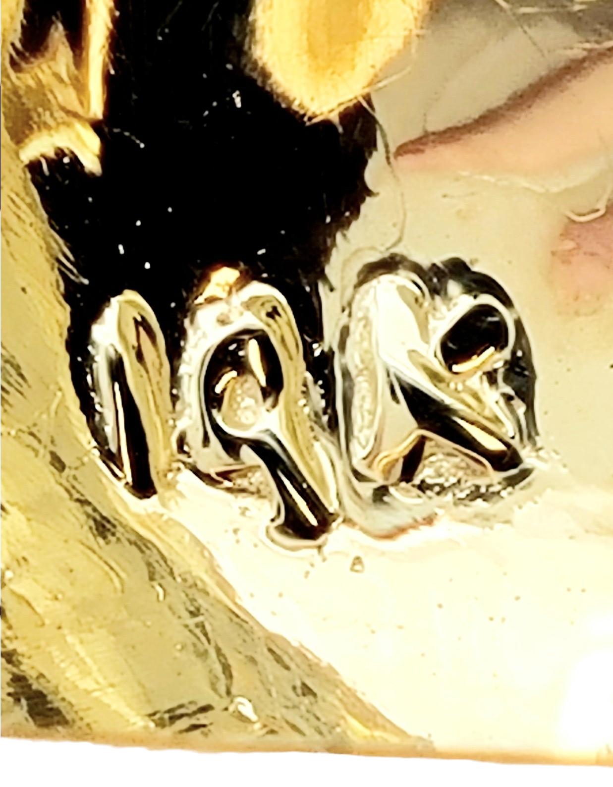 Süße runde Hedgehog-Brosche mit Rubin-Augen aus 14 Karat Gelbgold für Damen oder Herren im Angebot