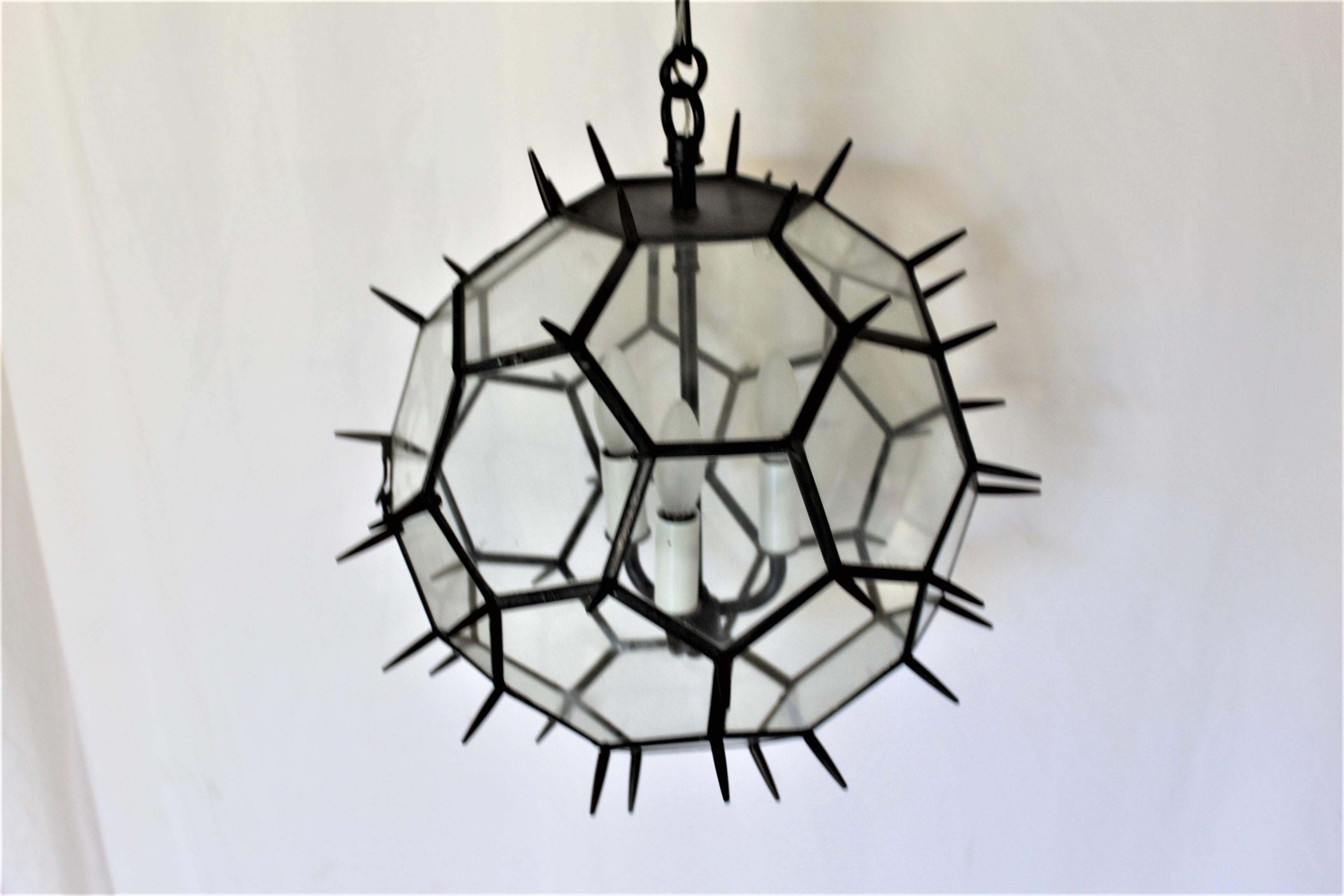A Custom designed and Custom made Pendent in the shape of a (Soccer Ball ) with applied spiky points ! Looks neat when lit up ! No others were ever made like this. A one of a kind now ! This is the Showroom sample, never sold and put into storage