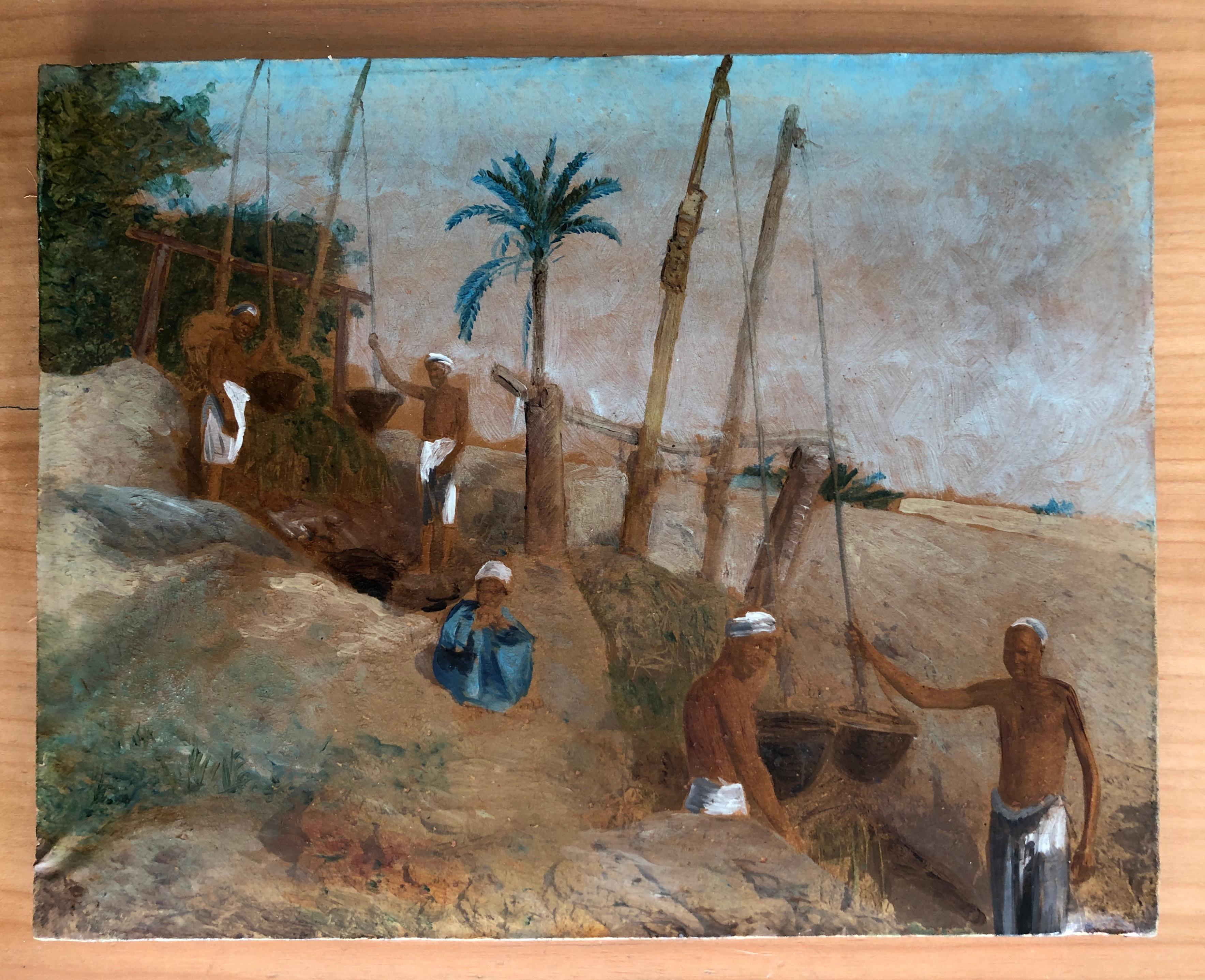 Uomini che attingono acqua dalle oasi - Painting di Spilioti