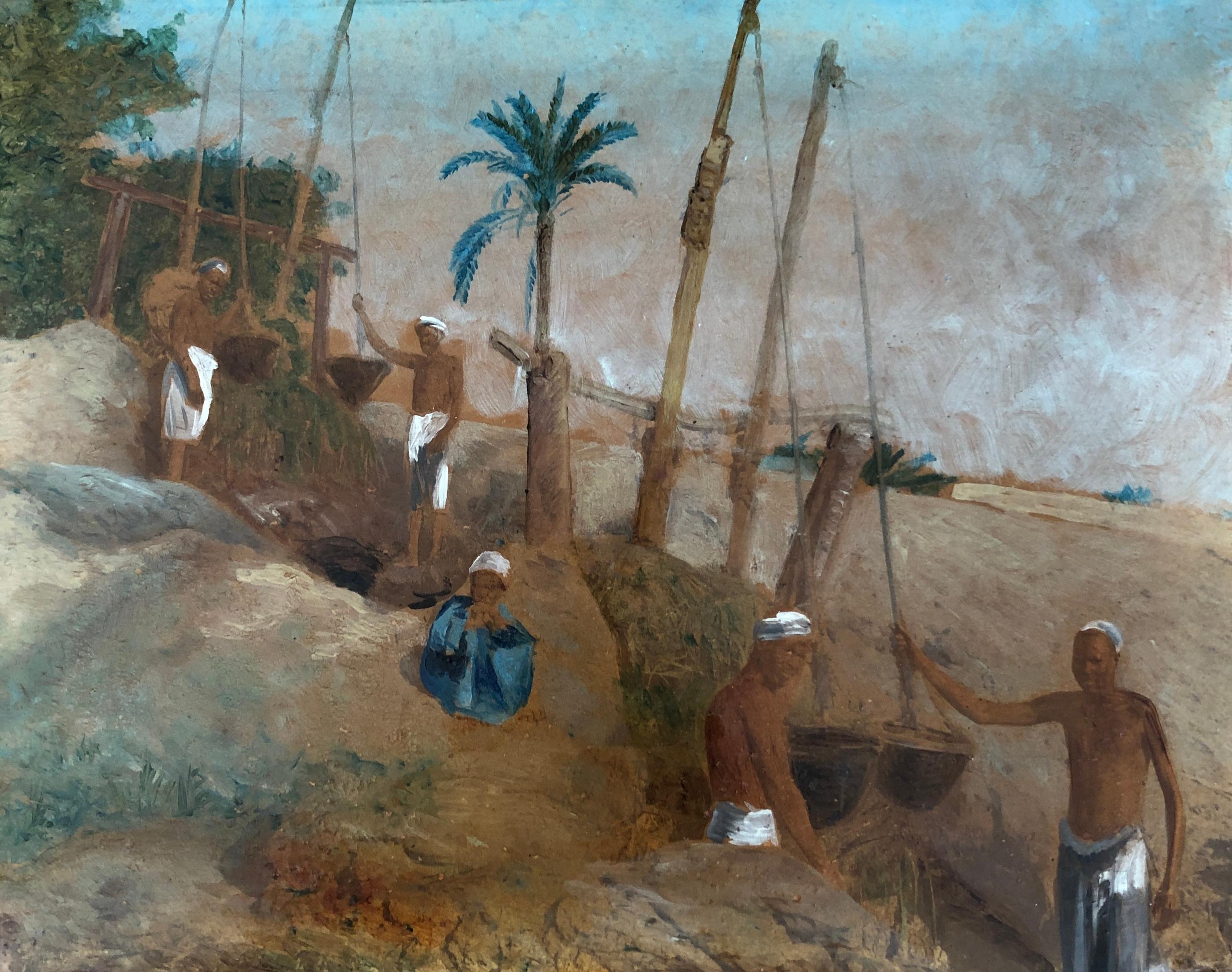 Spilioti Figurative Painting - Men drawing water from oases