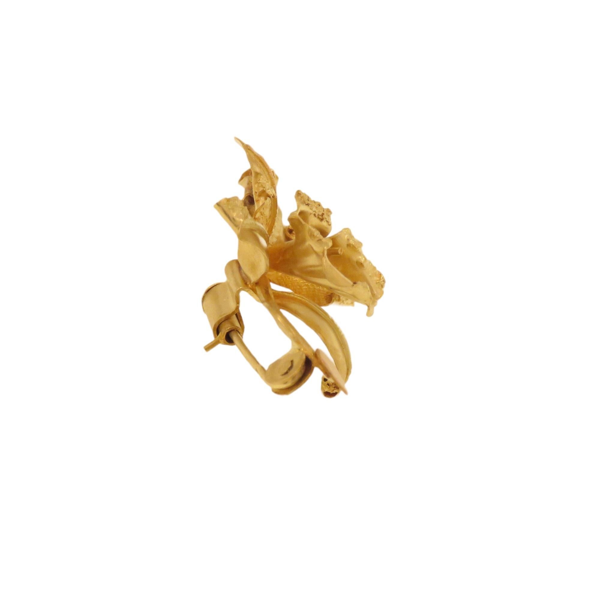 Spilla a fiore di giglio in oro giallo In Excellent Condition For Sale In Milano, IT