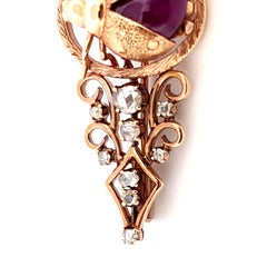 Spilla Coccinella Oro Rosa con Rubino Cabochon e Diamanti Rosé