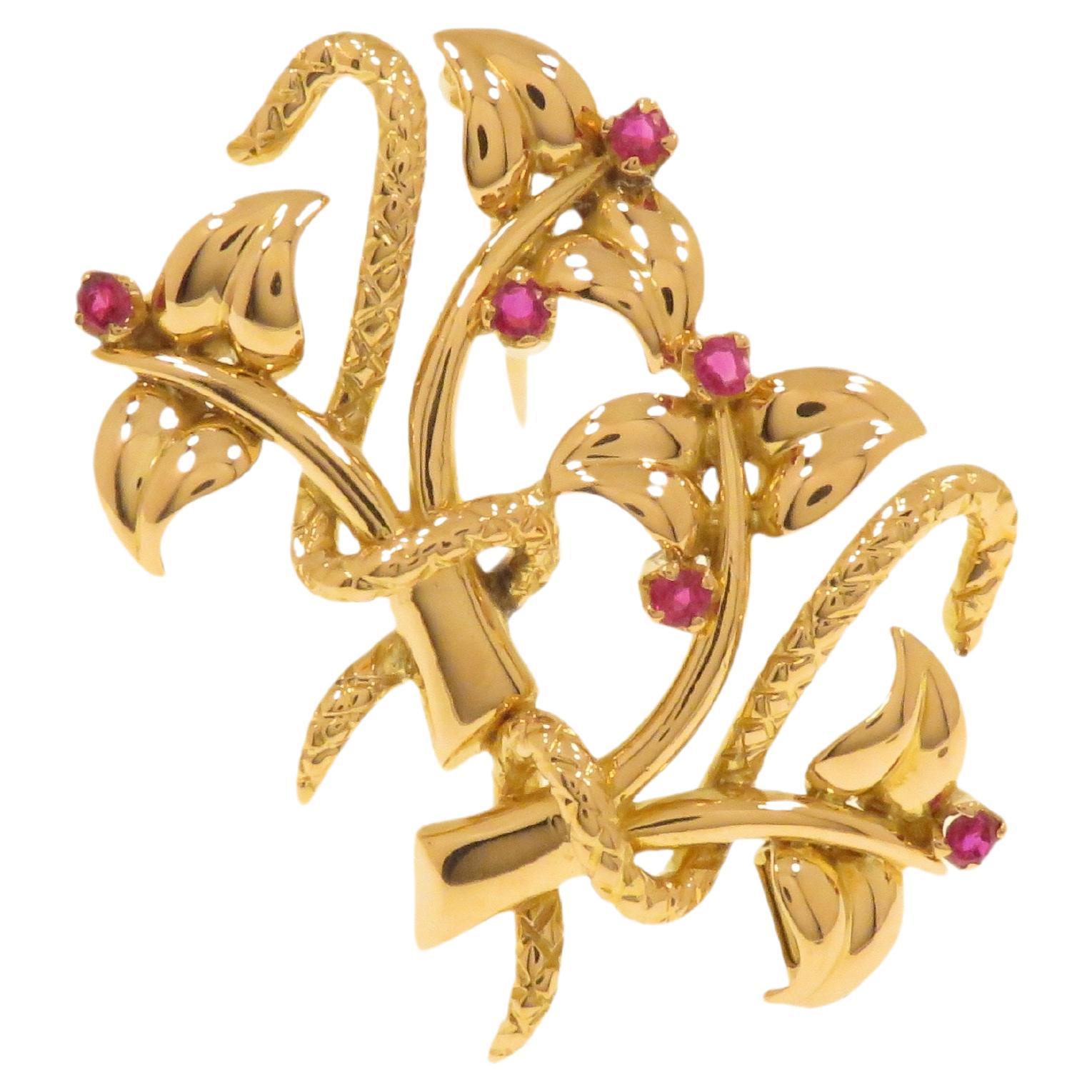 Rose gold ruby brooch 1960