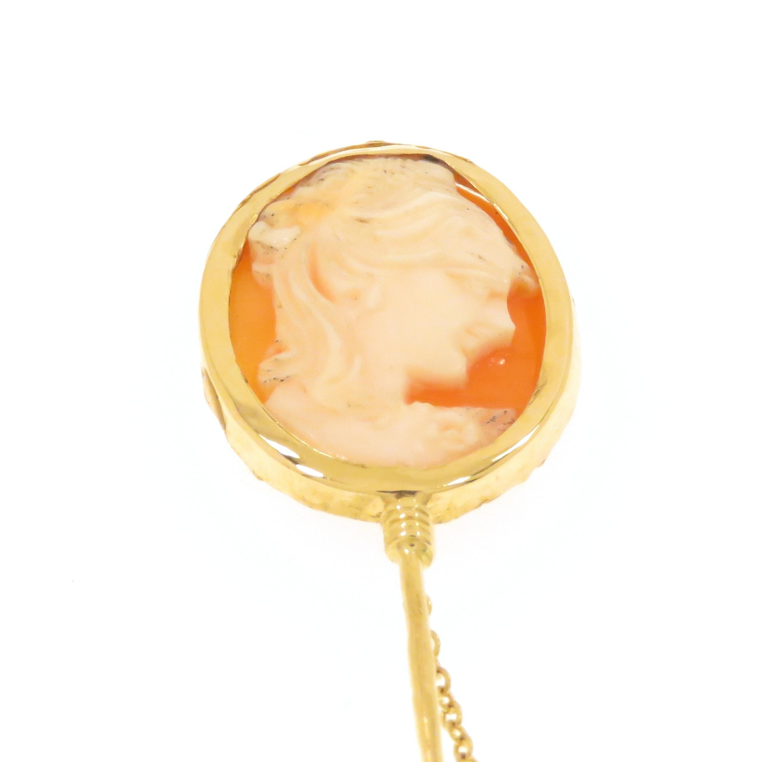 Spilla E Orecchini Con Cameo in Madreperla in Oro Giallo 18k en Bueno estado para la venta en Milano, IT