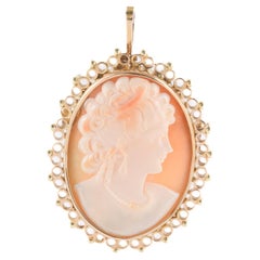 Broche et pendentif avec camée en coquillage et or