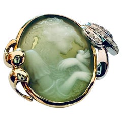 Spilla in Giada Verde, Oro Giallo e Bianco 18kt – Eleganza e Raffinatezza Natura