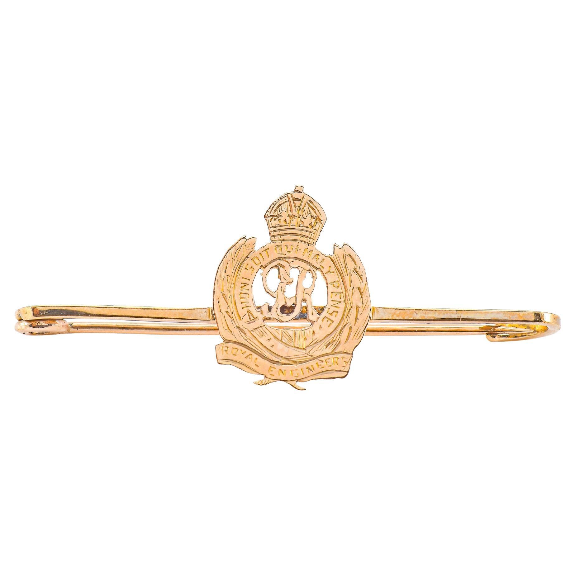 Spilla in oro 9k Distintivo del CAP degli ingegneri reali in vendita