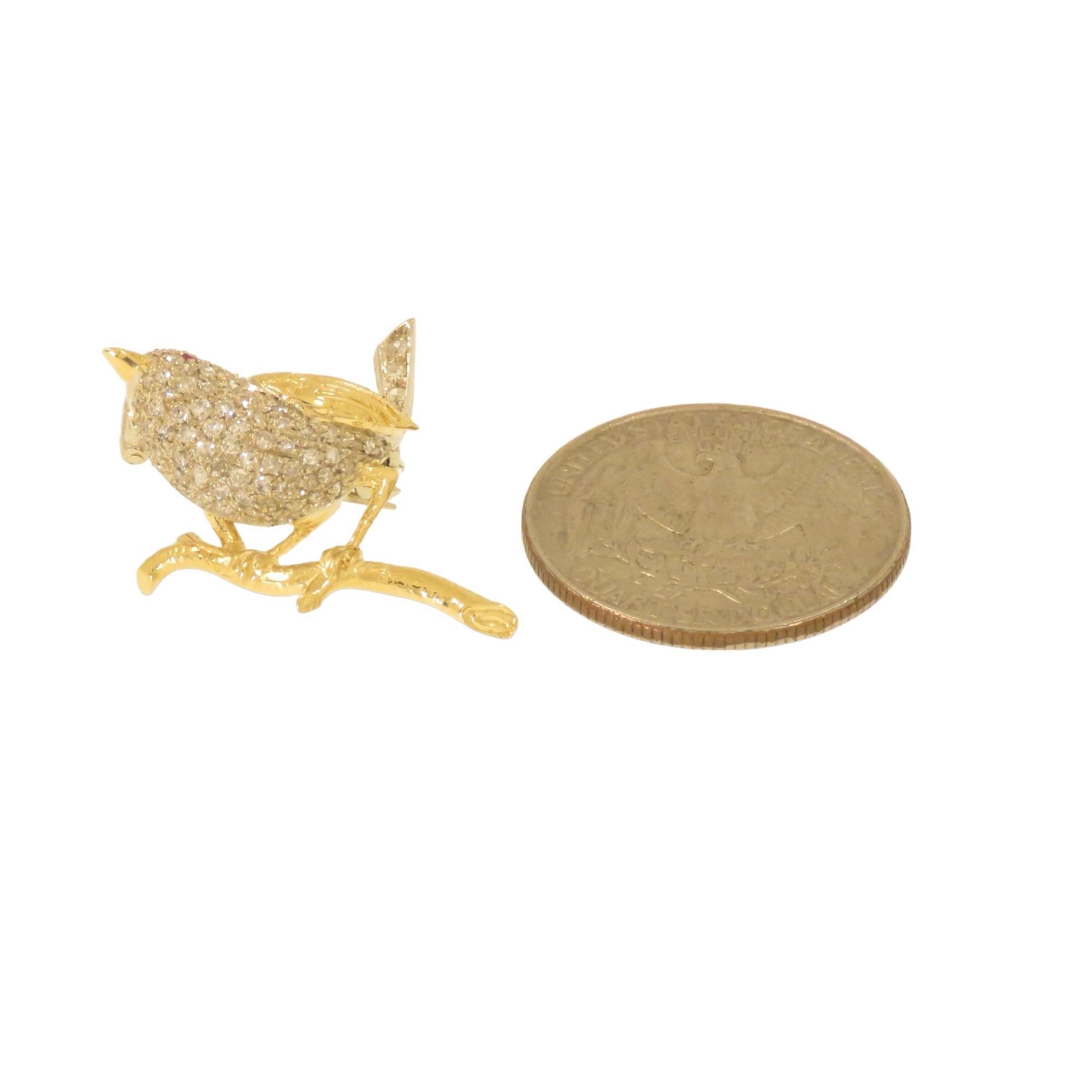 Gold and Diamond Brooch in the Shape of a Bird 1