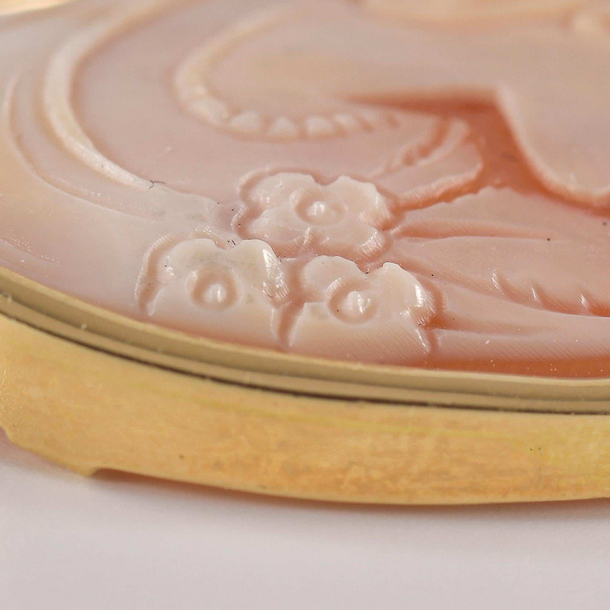 Gelbgoldbrosche mit Muschelkamee für Damen oder Herren im Angebot