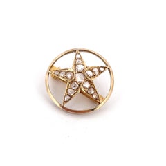 Broche étoile vintage Or 12 carats Diamants naturels 0,85 ct